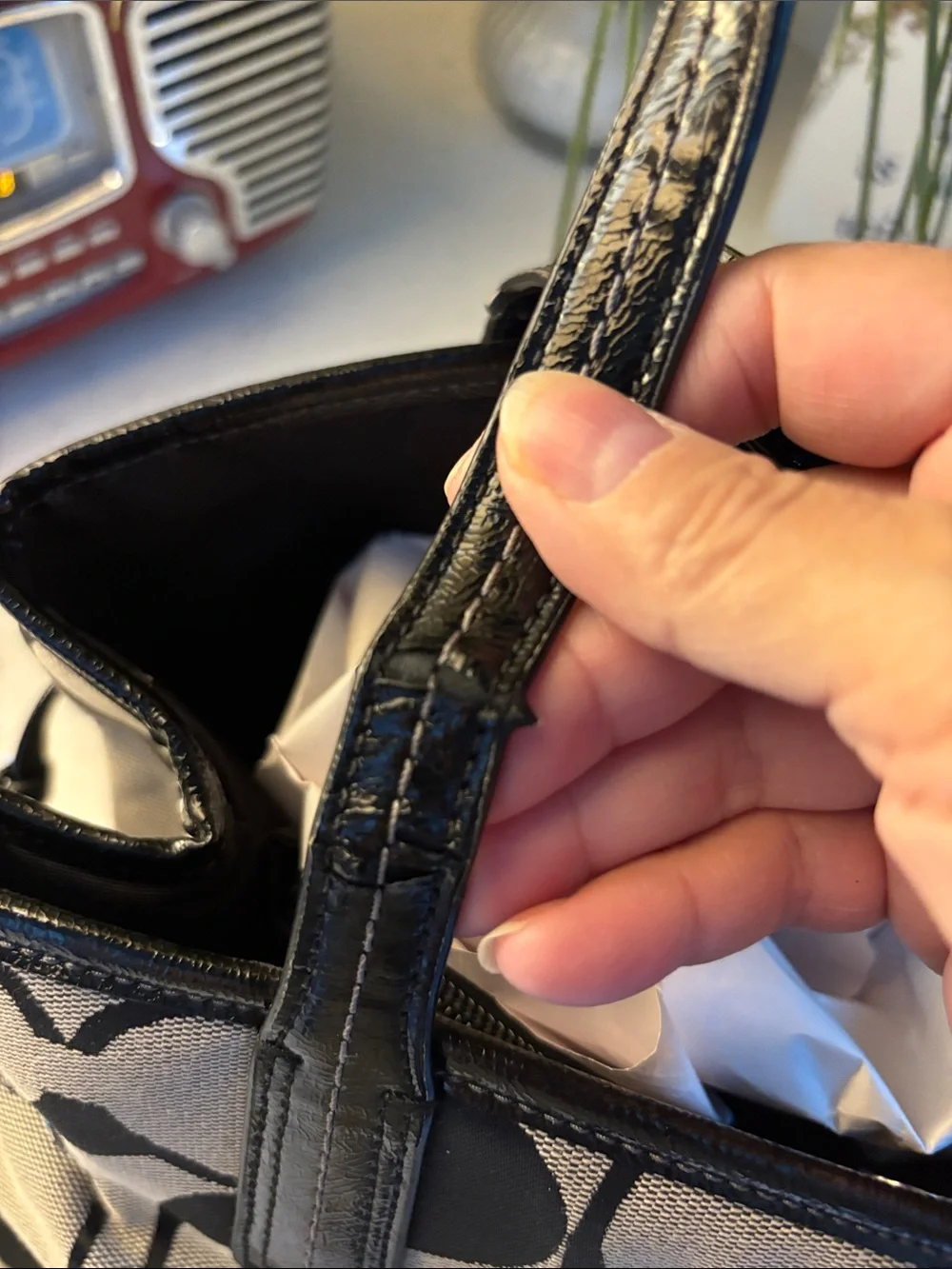 Coach Black and Gray Signature Canvas Purse